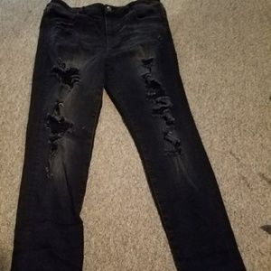 Hi-rise Ripped Black Jeggings